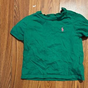 Polo by Ralph Lauren Kids T-Shirt in Green with Pink Logo